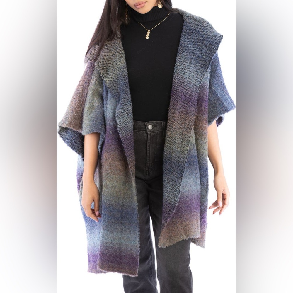 Free people saachi ombré multicolor rainbow cardigan poncho